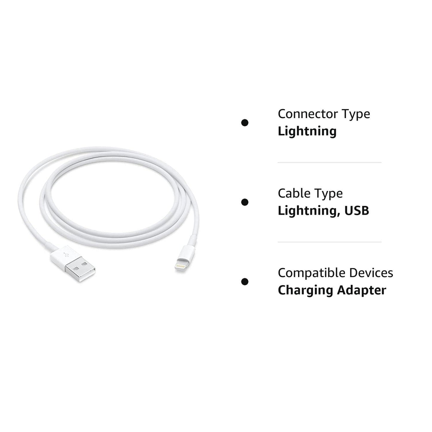 (Open Box Condition) APPLE 1m USB-A To Lightning Cable (White)