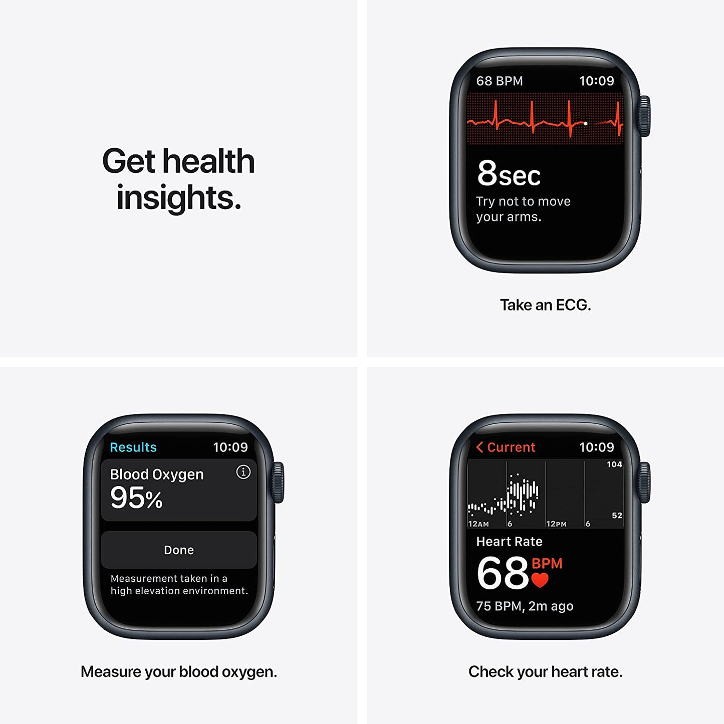(Pre-Owned) Apple Watch Series 7 (GPS, 45mm) - Midnight Aluminium Case with Midnight Sport Band (Black, Blue)