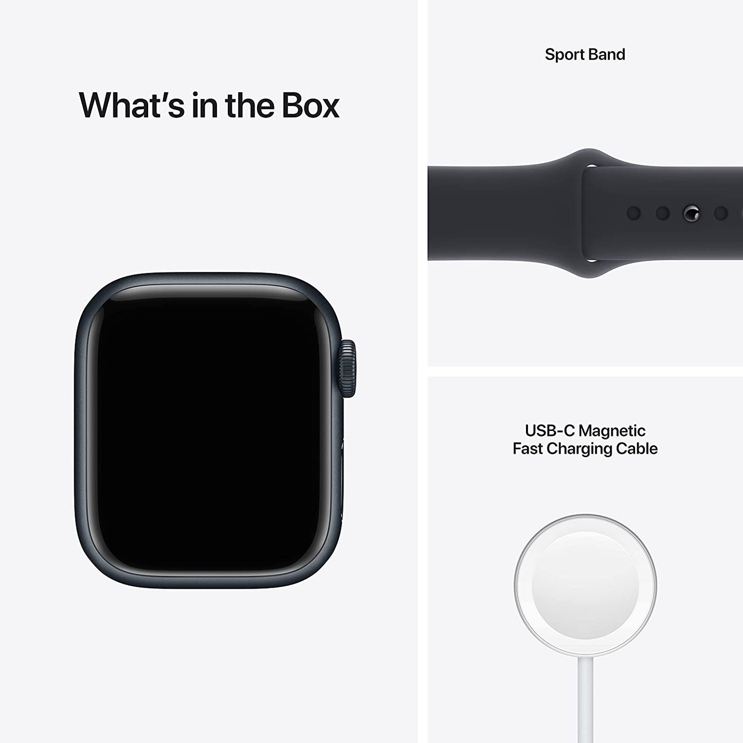(Pre-Owned) Apple Watch Series 7 (GPS, 45mm) - Midnight Aluminium Case with Midnight Sport Band (Black, Blue)