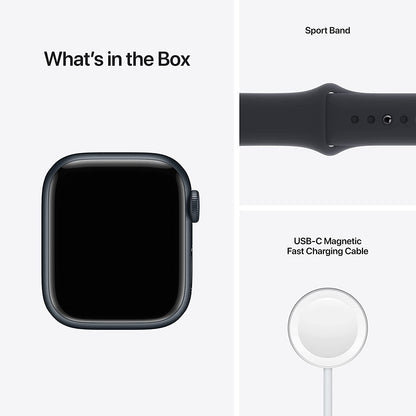 (Pre-Owned) Apple Watch Series 7 (GPS, 45mm) - Midnight Aluminium Case with Midnight Sport Band (Black, Blue)