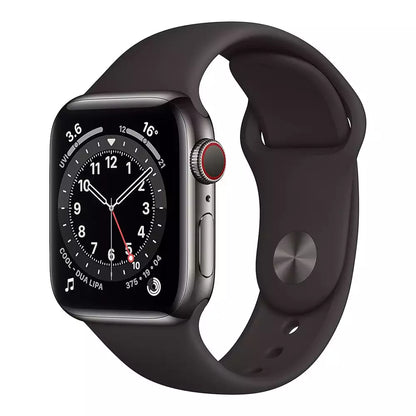 (Open Box) Apple Watch Series 6 40mm (GPS + Cellular) Stainless Steel Case with Black Sport Band (Graphite) (90 Days Warranty)