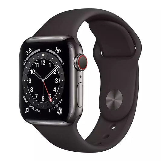 (Open Box) Apple Watch Series 6 40mm (GPS + Cellular) Stainless Steel Case with Black Sport Band (Graphite) (60 Days Warranty)