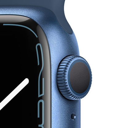 (Pre-Owned) Apple Watch Series 7 (GPS, 41mm) - Aluminium Case with Blue Sport Band (Blue, Gray, Silver)