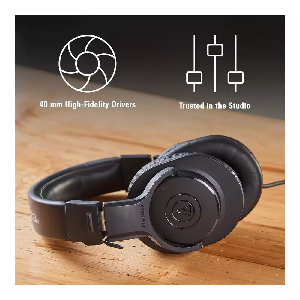 (Pre-Owned, Good) Audio-Technica ATH-M20x Over-Ear Professional Studio Monitor Headphones (Black) (90 Days Warranty) (Has Visible Usage Marks)