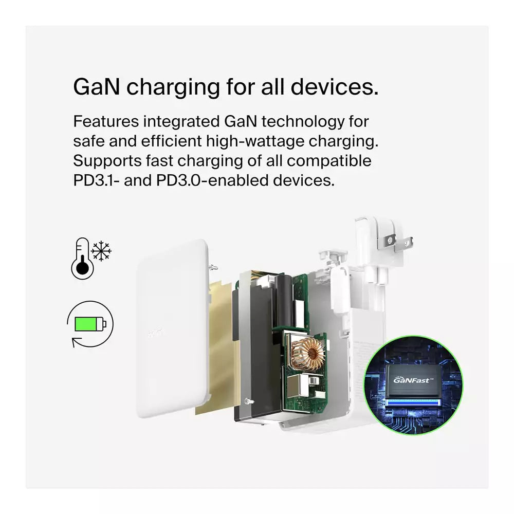 (Open Box) Belkin 140W 4-Port GaN Wall Charger, USB-C PD Fast Charge (White) (12 Months Warranty)