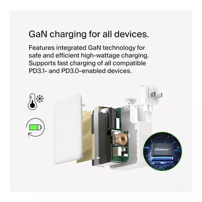 (Open Box) Belkin 140W 4-Port GaN Wall Charger, USB-C PD Fast Charge (White) (12 Months Warranty)