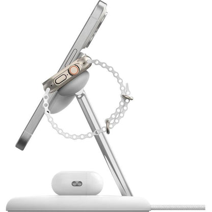 (Open Box) Belkin BoostCharge PRO 3-in-1 Qi2 15W Wireless Charger Stand MagSafe (With Belkin 36W PD Adapter and Cable) (White) (6 Months Warranty)