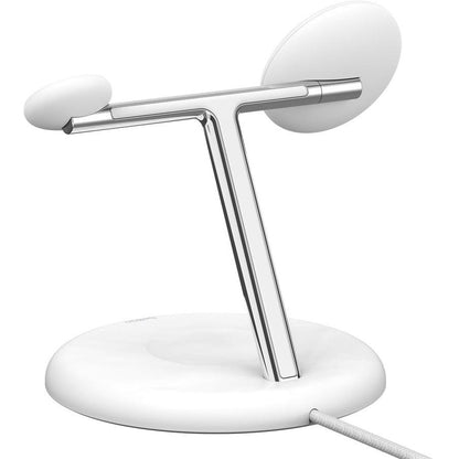(Open Box) Belkin BoostCharge PRO 3-in-1 Qi2 15W Wireless Charger Stand MagSafe (With Belkin 36W PD Adapter and Cable) (White) (6 Months Warranty)