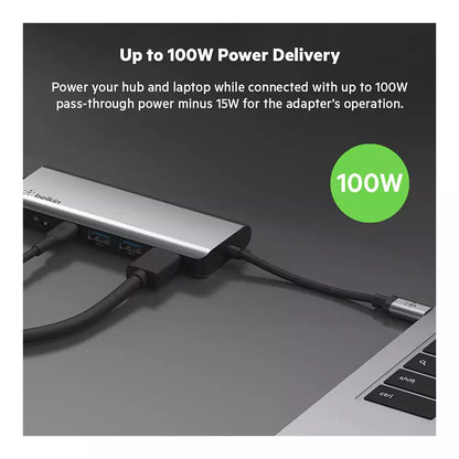 (Pre-Owned, Very Good) Belkin USB C Hub, 7-in-1 MultiPort Adapter Dock with 4K HDMI, USB-C 100W PD Pass-Through Charging, 2 x USB A, 3.5mm Audio, SD 3.0 Slot and Micro SD 3.0 for MacBook Pro, Air, iPhone 15 Series, iPad Pro, XPS and More(Gray)