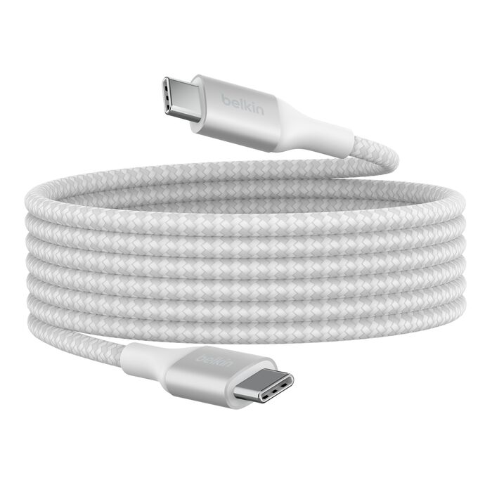 (Open Box) Belkin USB-C to C 240W Fast Charge USB Cable (2m) (Braided) (White)