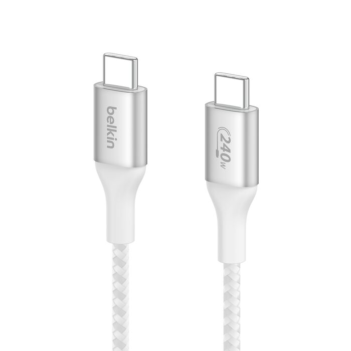 (Open Box) Belkin USB-C to C 240W Fast Charge USB Cable (2m) (Braided) (White)