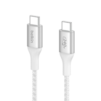 (Open Box) Belkin USB-C to C 240W Fast Charge USB Cable (2m) (Braided) (White)