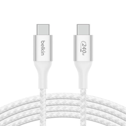 (Open Box) Belkin USB-C to C 240W Fast Charge USB Cable (2m) (Braided) (White)