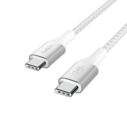 (Open Box) Belkin USB-C to C 240W Fast Charge USB Cable (2m) (Braided) (White)