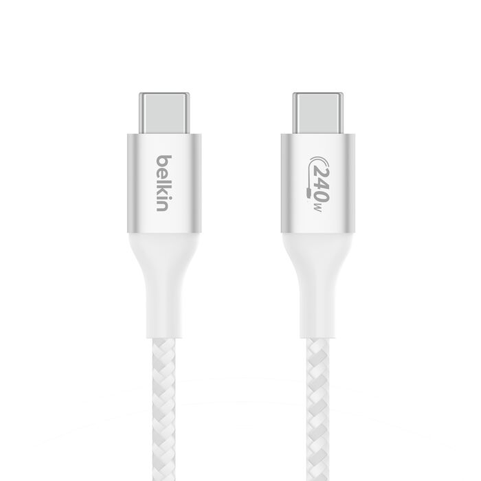 (Open Box) Belkin USB-C to C 240W Fast Charge USB Cable (2m) (Braided) (White)