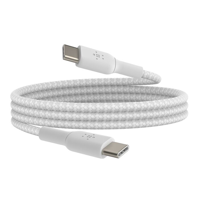 (Open Box) Belkin USB-C to C 60W Braided Fast Charge USB Cable (Braided) (White)