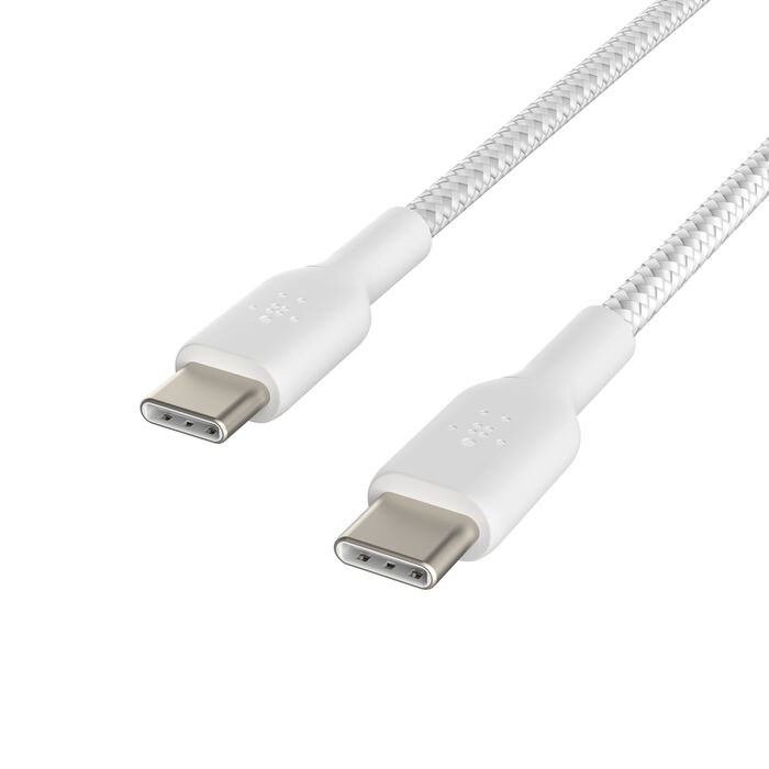(Open Box) Belkin USB-C to C 60W Braided Fast Charge USB Cable (Braided) (White)