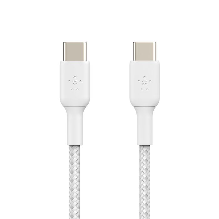 (Open Box) Belkin USB-C to C 60W Braided Fast Charge USB Cable (Braided) (White)