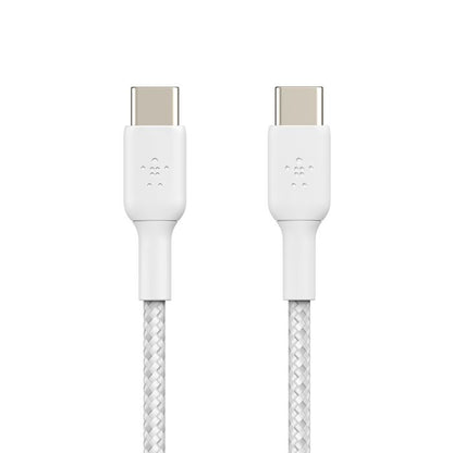 (Open Box) Belkin USB-C to C 60W Braided Fast Charge USB Cable (Braided) (White)