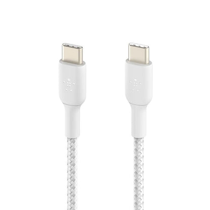 (Open Box) Belkin USB-C to C 60W Braided Fast Charge USB Cable (Braided) (White)