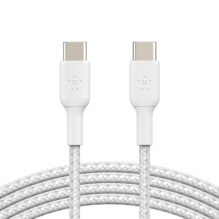 (Open Box) Belkin USB-C to C 60W Braided Fast Charge USB Cable (Braided) (White)
