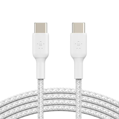 (Open Box) Belkin USB-C to C 60W Braided Fast Charge USB Cable (Braided) (White)