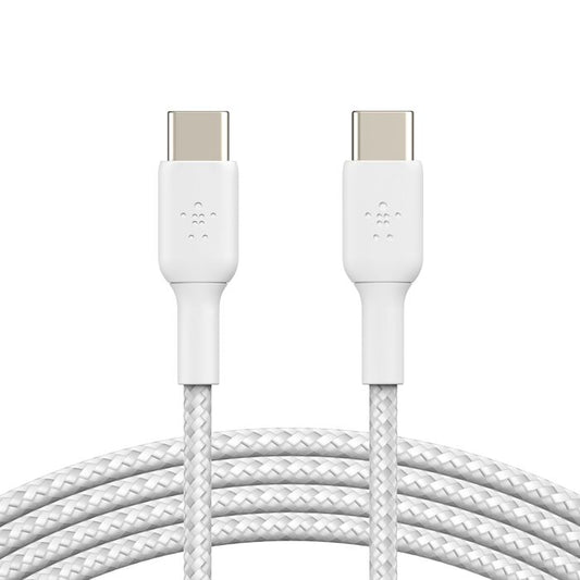 (Open Box) Belkin USB-C to C 60W Braided Fast Charge USB Cable (Braided) (White)