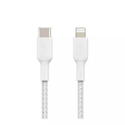 (Open Box) Belkin USB-C to Lightning Fast Charge USB Cable (Apple Certified) (Braided) (White)