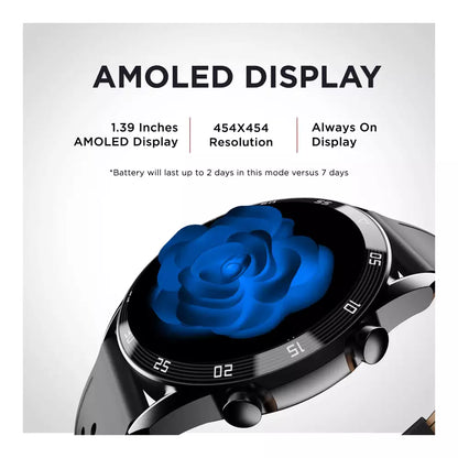 (Pre-Owned, Very Good) BOAT Primia Smart Watch with Bluetooth Calling, AMOLED Display, AI Voice Assistant, HR, SpO2, Stress & Sleep Monitoring, Activity Tracker & Multiple Sports Modes (Black) (60 Days Warranty)