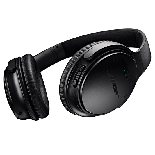 (Pre-Owned, Fair) Bose QuietComfort 35 (QC 35) Wireless Bluetooth Headphones With ANC (Active Noise Cancellation) (Silver, Black) (With New Headband and Ear Cushion)