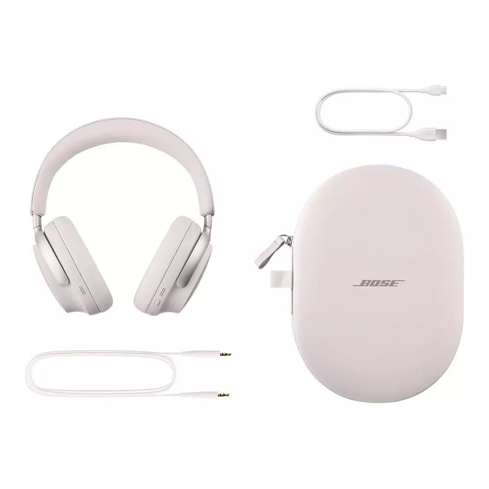 (Open Box) Bose New QuietComfort Ultra Wireless Noise Cancelling Headphones with Spatial Audio, Over-The-Ear Headphones with Mic, Up to 24 Hours of Battery Life, (White Smoke) (6 Months Warranty)