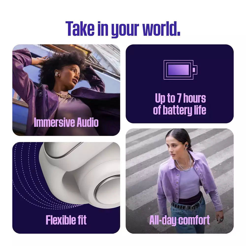 (Open Box) Bose Ultra Open Earbuds, Open Style Bluetooth TWS Earphones (Silver) (6 Months Warranty)