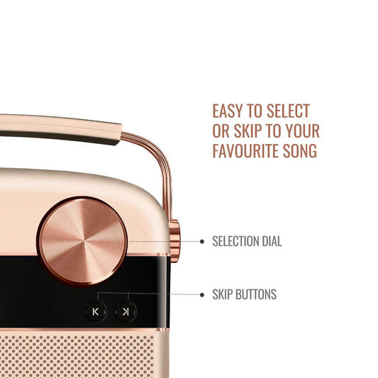 (Open Box) Saregama Carvaan 2.0 (Sound by Harman/Kardon) with 5000 Preloaded Hindi Songs and Podcast, FM/BT/AUX (Rose Gold) (3 Months Warranty)