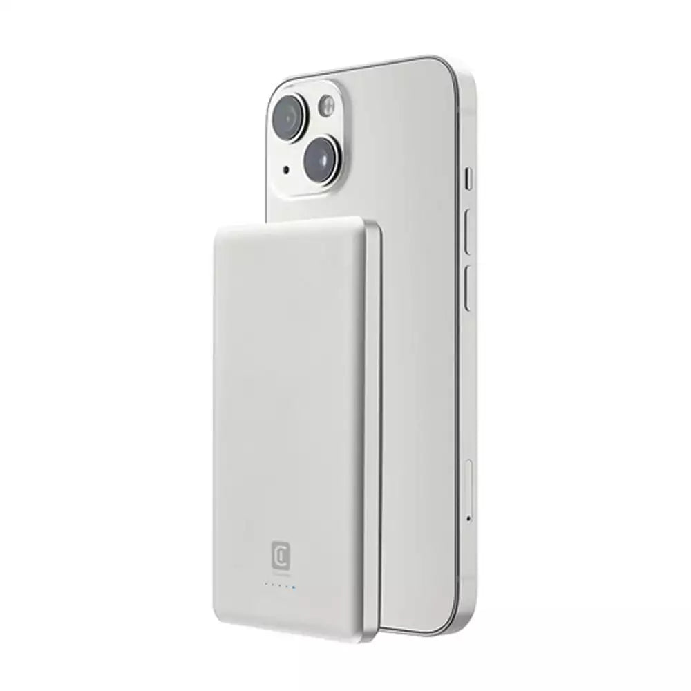 (Pre-Owned, Very Good) Cellularline MAG Lite Ultra Slim 5000, 5000mAh MagSafe Wireless Power Bank (silver) (60 Days Warranty)