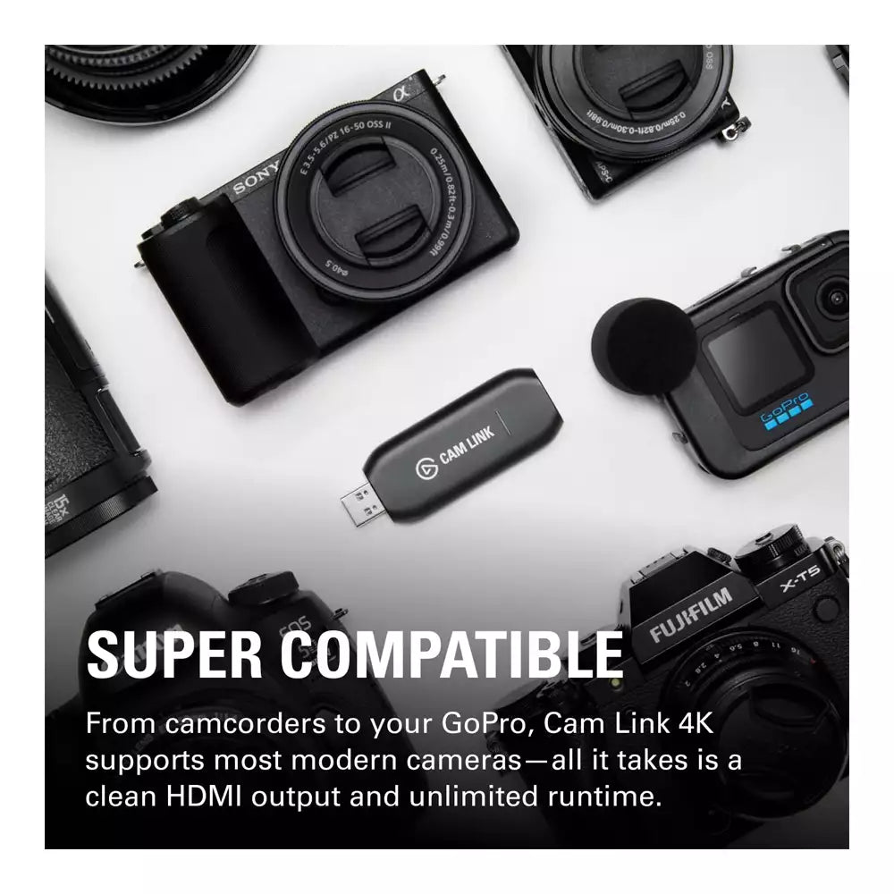 (Open Box) Corsair Elgato Cam Link 4K USB 3.0 Broadcast Live 1080p60 or 4K at 30 FPS, Compact HDMI Capture Device, Use DSLR, Camcorder, or Action Cam (Black) (6 Months Warranty)