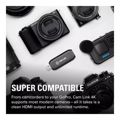(Open Box) Corsair Elgato Cam Link 4K USB 3.0 Broadcast Live 1080p60 or 4K at 30 FPS, Compact HDMI Capture Device, Use DSLR, Camcorder, or Action Cam (Black) (6 Months Warranty)