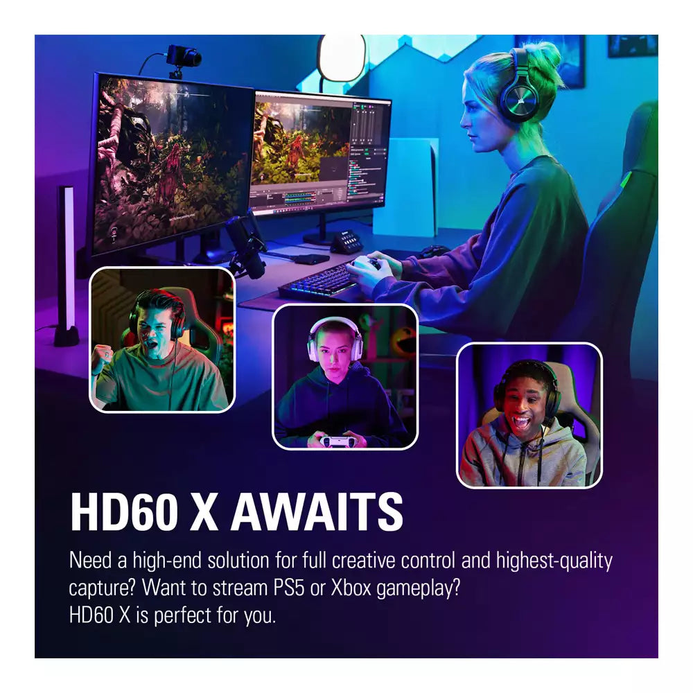 (Open Box) Corsair Elgato HD60 X, Stream and Record in 1080p60 HDR10 OR 4K30, Ultra-Low Latency, PS5, PS4/Pro, Xbox Series X/S, Xbox One X/S, PC, Mac (Black)