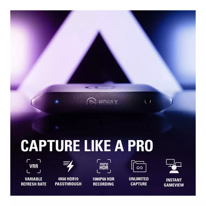 (Open Box) Corsair Elgato HD60 X, Stream and Record in 1080p60 HDR10 OR 4K30, Ultra-Low Latency, PS5, PS4/Pro, Xbox Series X/S, Xbox One X/S, PC, Mac (Black)