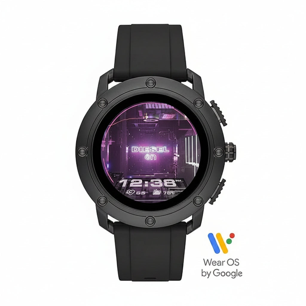 (Pre-Owned, Very Good) Diesel Axial Smartwatch With Google Wear OS Over Sized Dial Men's Watch (Black) (90 Days Warranty) (With New Silicone Strap)