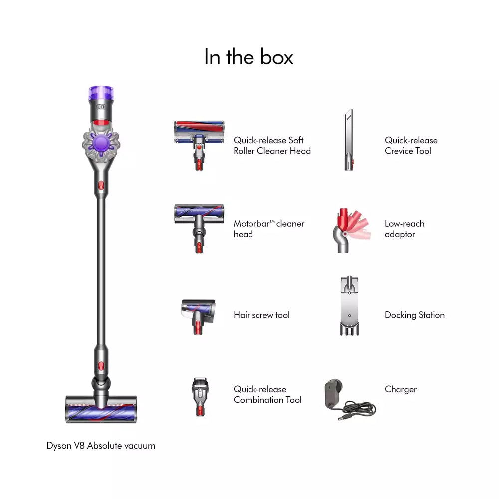 (Open Box) Dyson V8 Absolute Cordless Vacuum Cleaner Powerful and Versatile Bagless Filtration 115 Airwatts (18 Months Warranty)