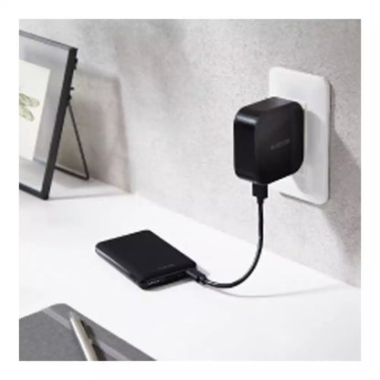 (Pre-Owned, Good) Elecom EC-C04BK Power bank, Lightweight, Small, Thin, 5,000 mAh, 12 W (2.4A) 2 Devices Simultaneous Charging, Rapid Charging, (Type-C + USB-A) (Black) (60 Days Warranty)