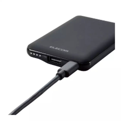 (Pre-Owned, Good) Elecom EC-C04BK Power bank, Lightweight, Small, Thin, 5,000 mAh, 12 W (2.4A) 2 Devices Simultaneous Charging, Rapid Charging, (Type-C + USB-A) (Black) (60 Days Warranty)