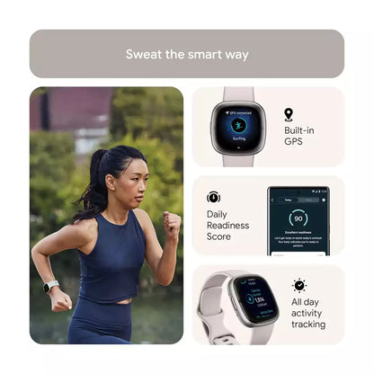 (Open Box) Fitbit Sense 2 Smartwatch Watch For Health and Fitness (With GPS) (Lunar White/Platinum Aluminium, Blue Mist/Soft Gold Aluminium) (90 Days Warranty)