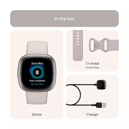 (Open Box) Fitbit Sense 2 Smartwatch Watch For Health and Fitness (With GPS) (Lunar White/Platinum Aluminium, Blue Mist/Soft Gold Aluminium) (90 Days Warranty)