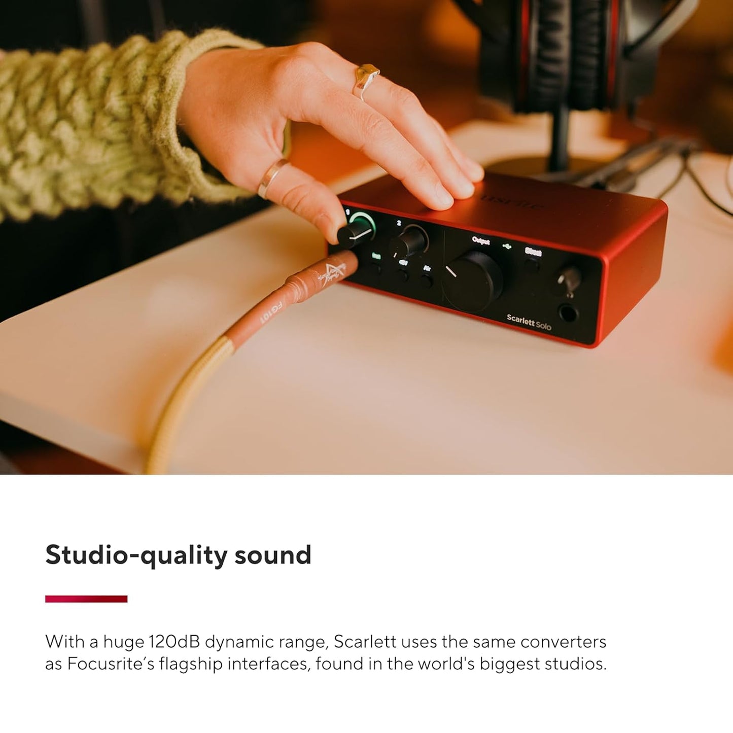 (Open Box Condition) Focusrite Scarlett Solo 4th Gen USB Audio Interface, High-Fidelity, Studio Quality Recording, (Red) (6 Months Warranty)