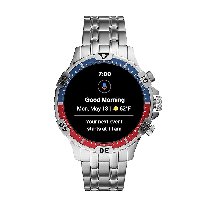 (Pre-Owned, Excellent) Fossil Gen 5 Garrett Smartwatch With Call Support (Blue and Red) (90 Days Warranty)