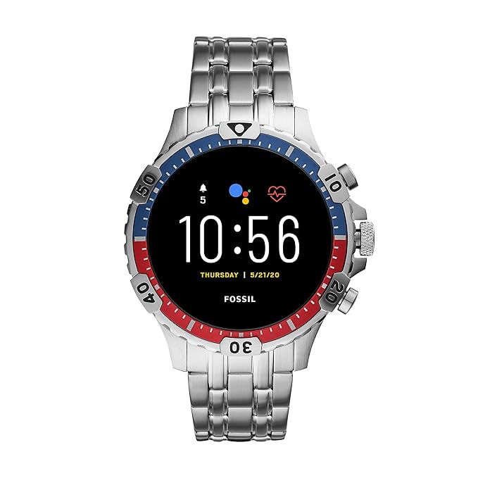 (Pre-Owned, Excellent) Fossil Gen 5 Garrett Smartwatch With Call Support (Blue and Red) (90 Days Warranty)