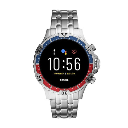 (Pre-Owned, Excellent) Fossil Gen 5 Garrett Smartwatch With Call Support (Blue and Red) (90 Days Warranty)