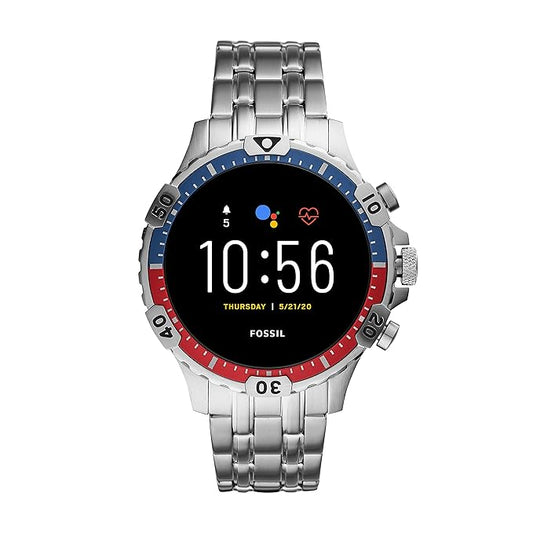 (Pre-Owned, Excellent) Fossil Gen 5 Garrett Smartwatch With Call Support (Blue and Red) (90 Days Warranty)