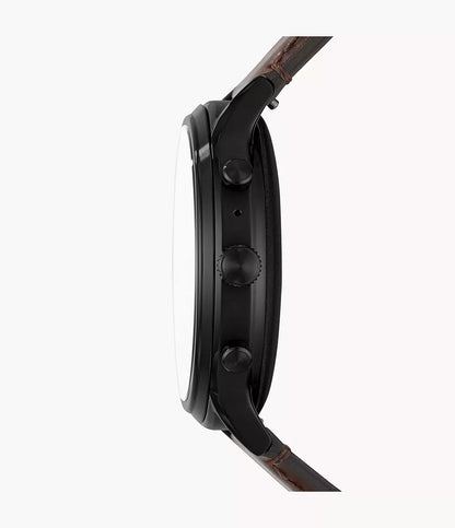 (Pre-Owned, Very Good) Fossil Gen 5 Stainless Steel Carlyle HR Touchscreen For Men, Smartwatch with Speaker, Music Storage, Calls and Smartphone Notifications, (Black Leather Strap) (45 Days Warranty)